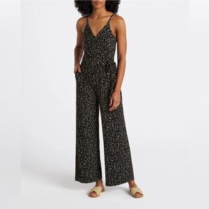 Kaileigh (Stitch Fix) Black Abstract Print Jumpsuit NWOT